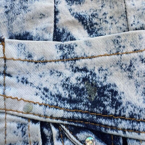 HTF RARE VTG Y2K Acid Wash Distressed Frayed Blue Jeans Wms High Waist 34 Skinny - Picture 16 of 16